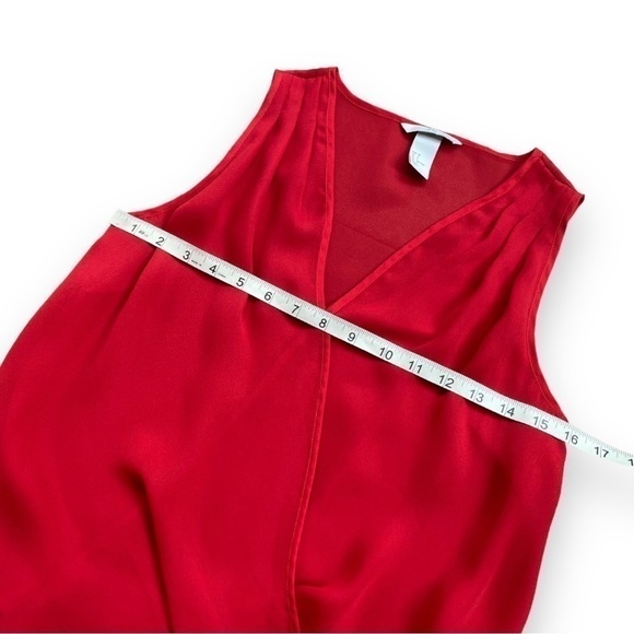 H&m Red Surplice Neck Sleeveless Chiffon Blouse | Size 2 - Picture 10 of 11